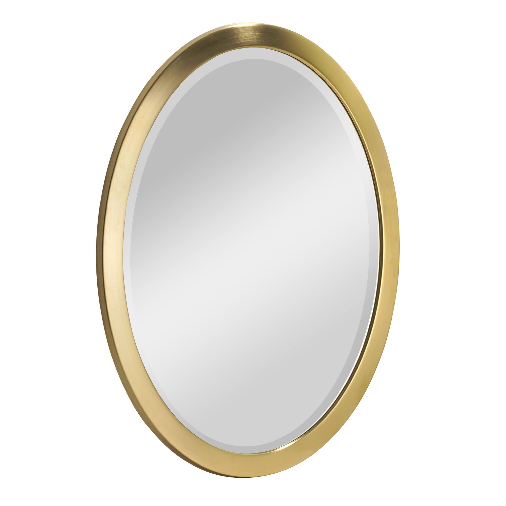Head West Oval Brushed Gold Metal Framed Bathroom Mirror - 30" x 23"